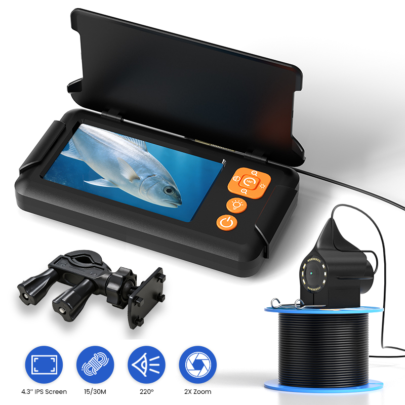 Fishing Camera - Fischereikamera mit 4,3-Zoll-Bildschirm, 15M/30M Kabel, Unterwasser-Winter-Fischfinder,