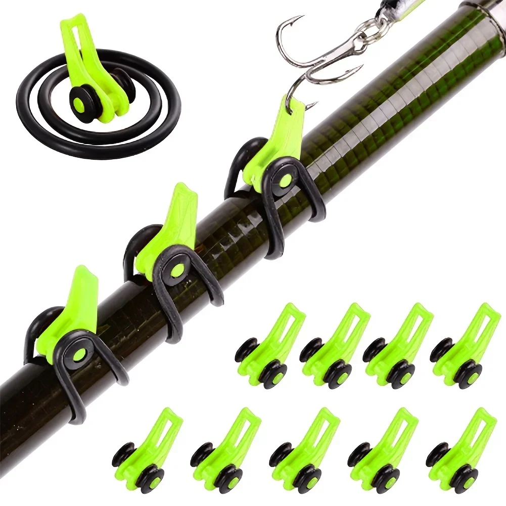 Fishing Depth Finder - 10 Stück/Lot Angelruten-Stangenhakenhalter – sicherer Silikonring